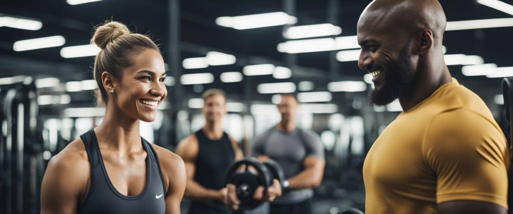 Foto de mulher negra e homem negro em uma academia de ginástica - Como o Colágeno Bovino Ajuda no Ganho de Massa Muscular | Do Pasto